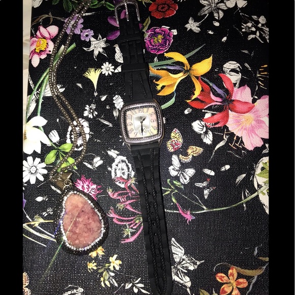 Judith Ripka SS watch; black silicone band - Picture 1 of 6